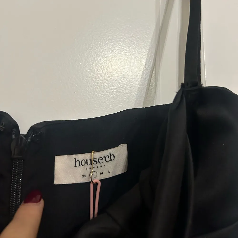 House of CB Flora Black Satin Corset Midi Dress - Image 5