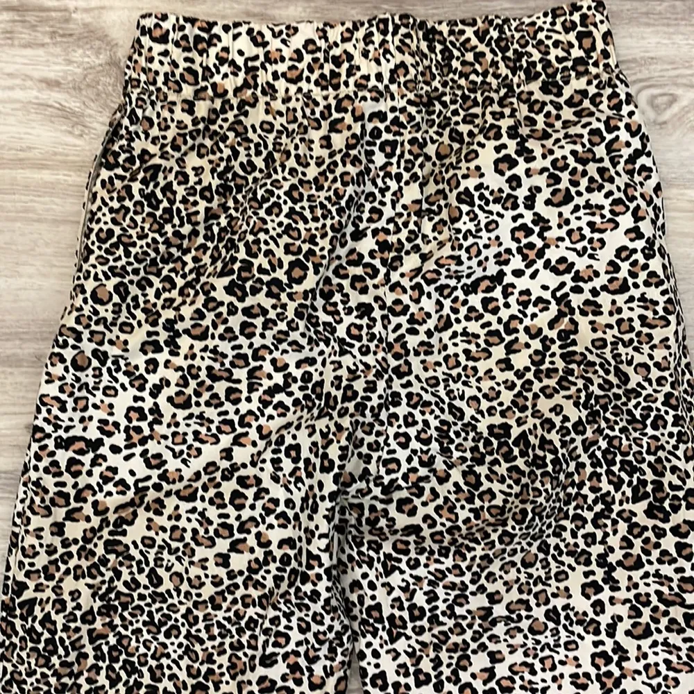 Leopard Print Elastic Waist Zip Front Straight Leg Pants XS - Image 2