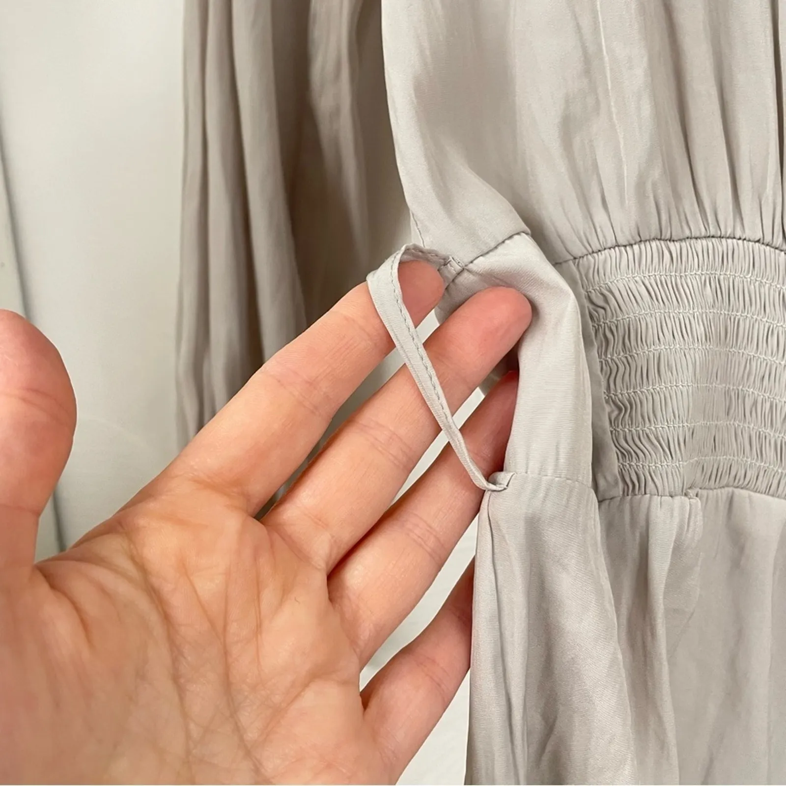 Ramy Brooke Grey Silky Long Sleeve Romper Womens S Casual Beach Elastic Waist - Image 14