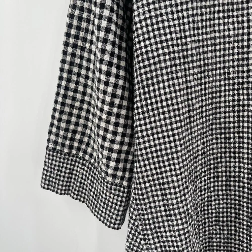 HABITAT Tunic Top Small Lagenlook Art To Wear Artsy Gingham Mixed Checks Funky - Image 7