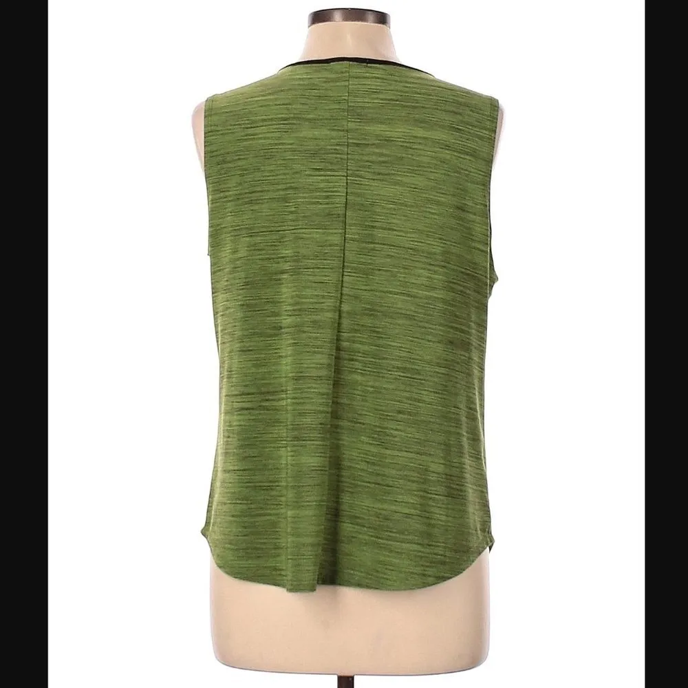 Ava James Sleeveless Split Neck Blouse Green Marled - Image 2