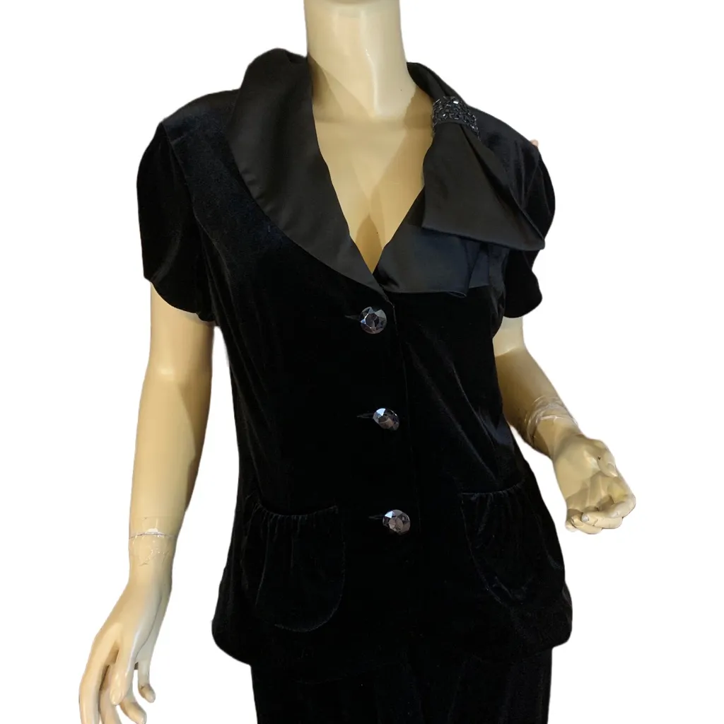 CACHET BLACK VELOUR SPECIAL OCCASION PANT SUIT SET NWT (L) Size L - Image 7