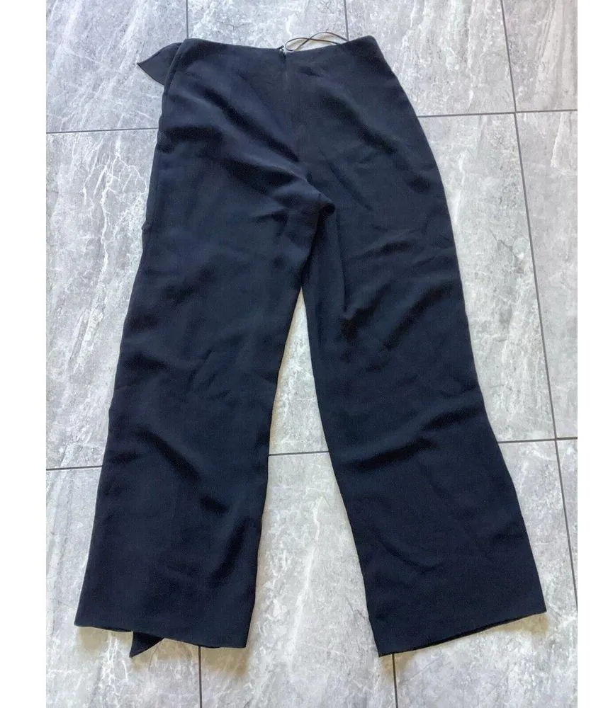 JS Boutique Black Ruffle Straight Leg Pants Crepe High Rise 8 - Image 3