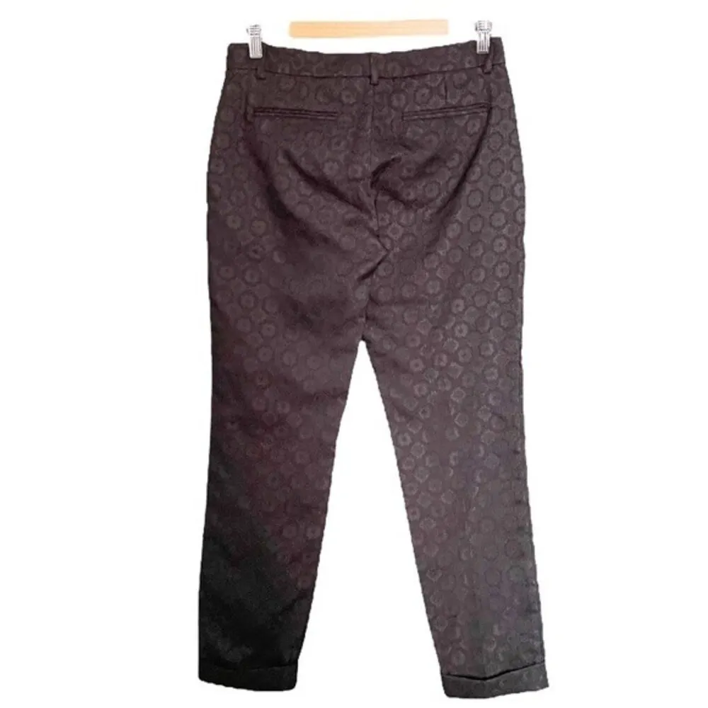 Theory Women's Ankle Dress Pants Size 6 Black Jacquard Slim Career Evening Pant - Image 5