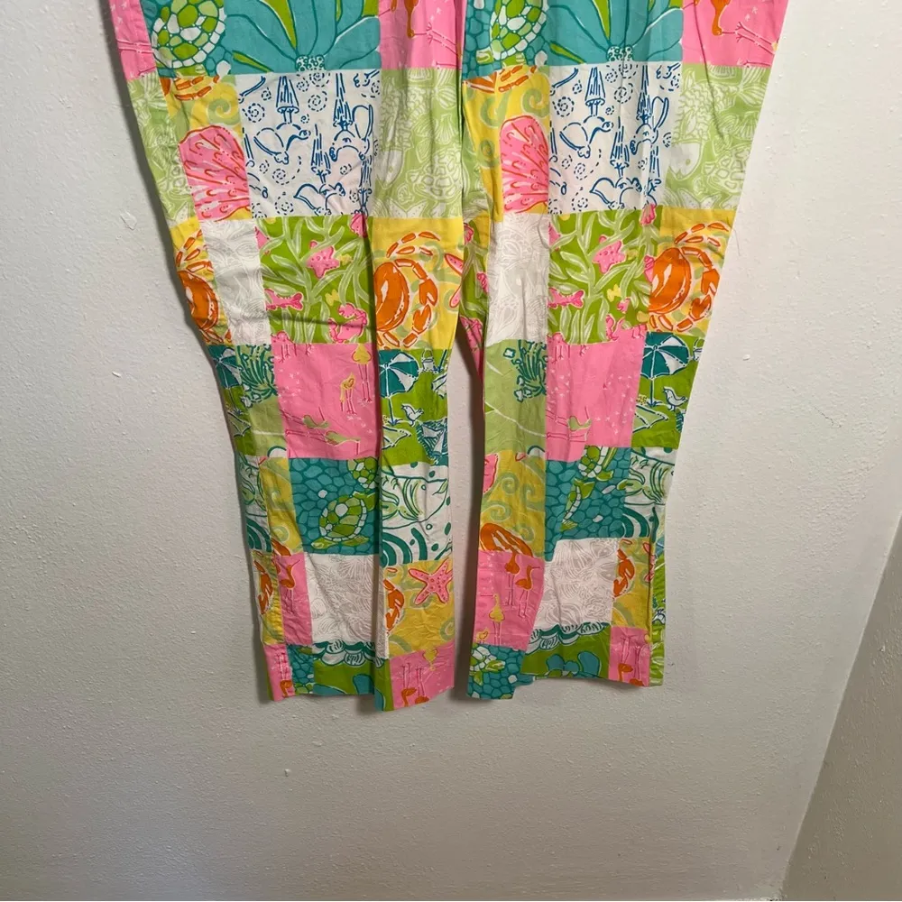 Vintage Lilly Pulitzer Cropped Patchwork Pant Pink Green Nautical 8 - Image 3