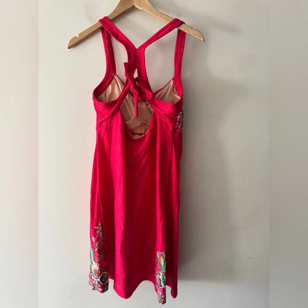 Athleta Salina Montego Swim Dress Hot Pink Paisley Racerback - Image 4