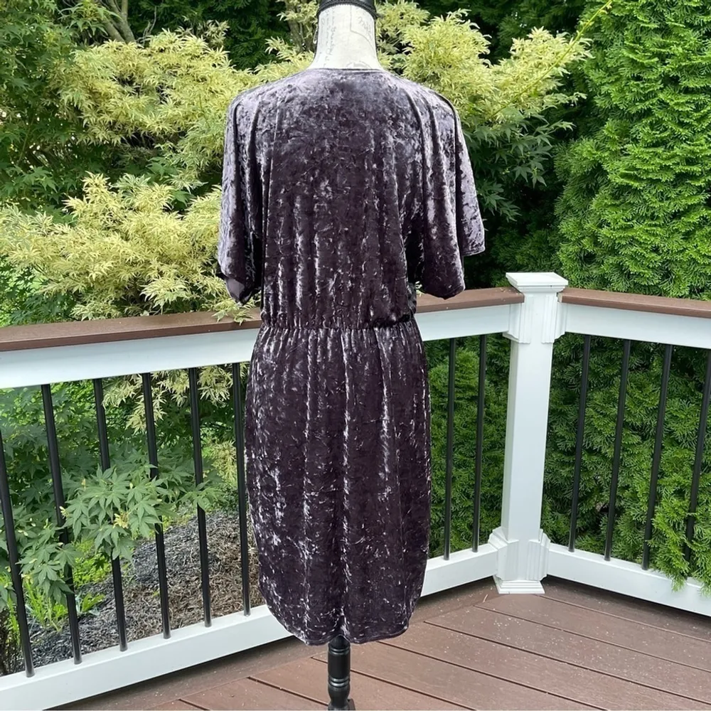 Xhiliration Gray/Purple Wrap Velvet Dress Sz M - Image 5