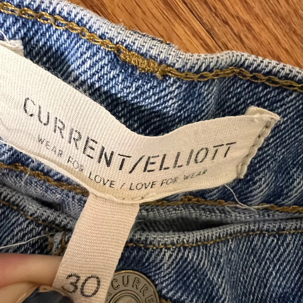 Current/Elliott Boyfriend Distressed Blue Jeans - Image 4