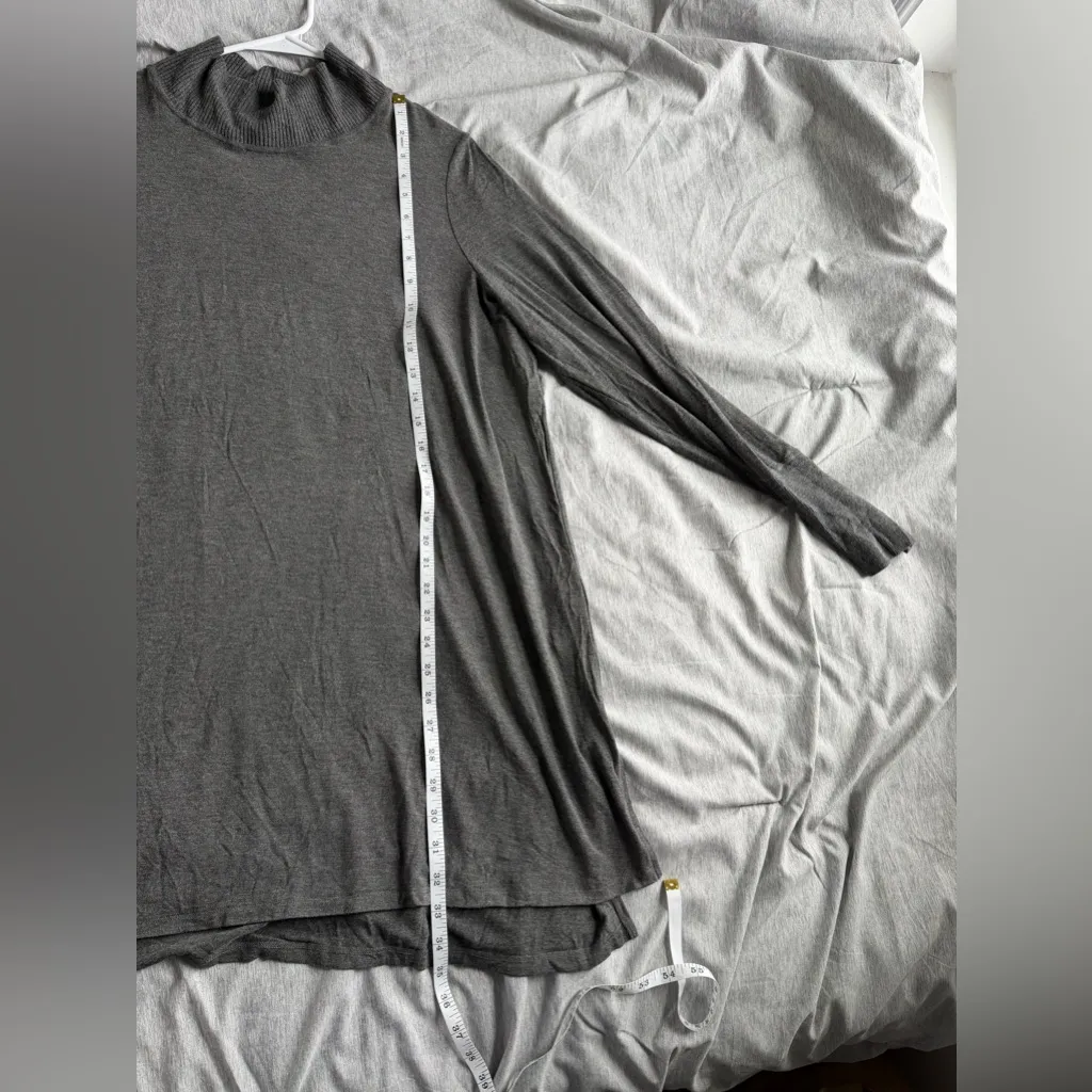 Eileen Fisher Dress Womens XL Gray Mini Long Sleeve Jersey Knit Mockneck Funnel - Image 8