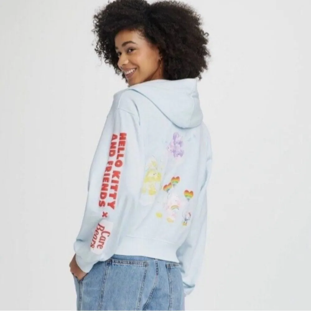 Hello Kitty x Care Bears Sanrio Light Blue Zip Up Hoodie Cotton Blend - Image 3