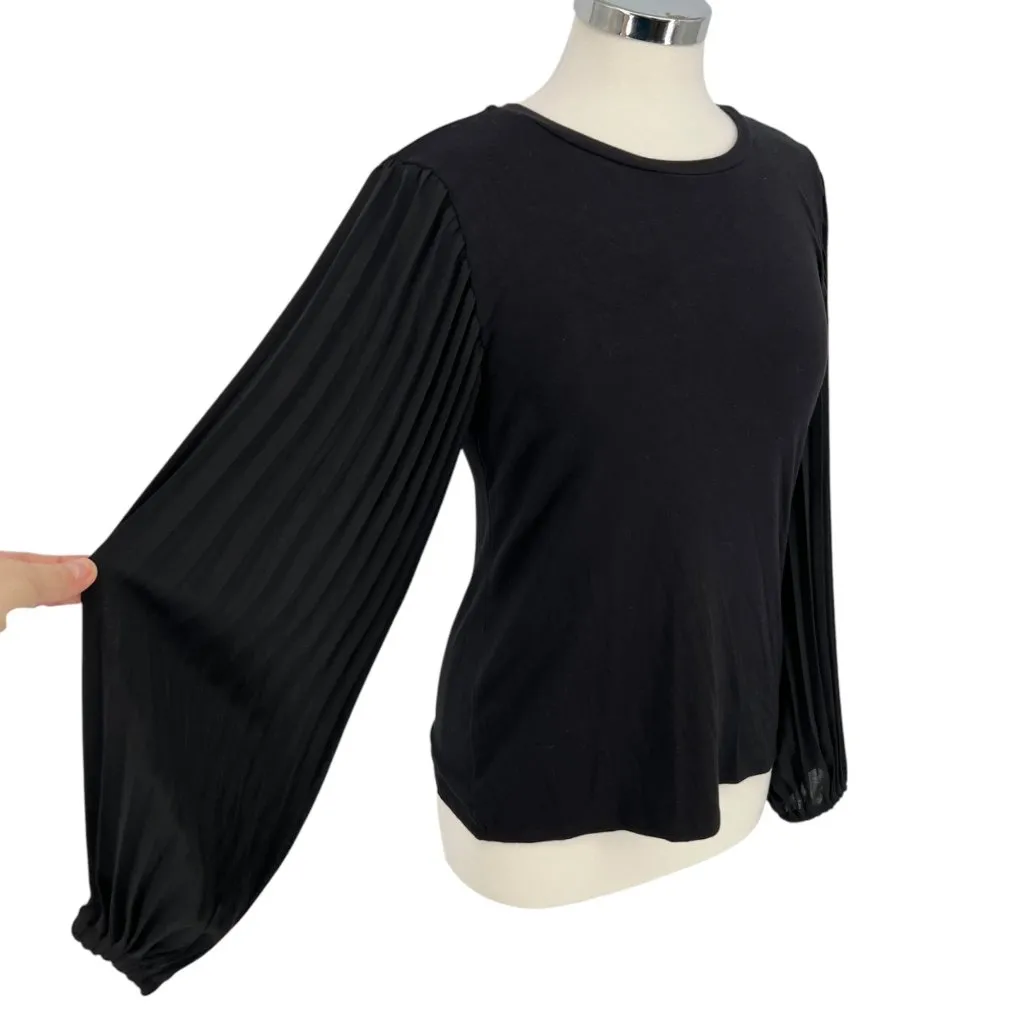 T Tahari Pleated Puff Sleeve Blouse Black Size Small - Image 4