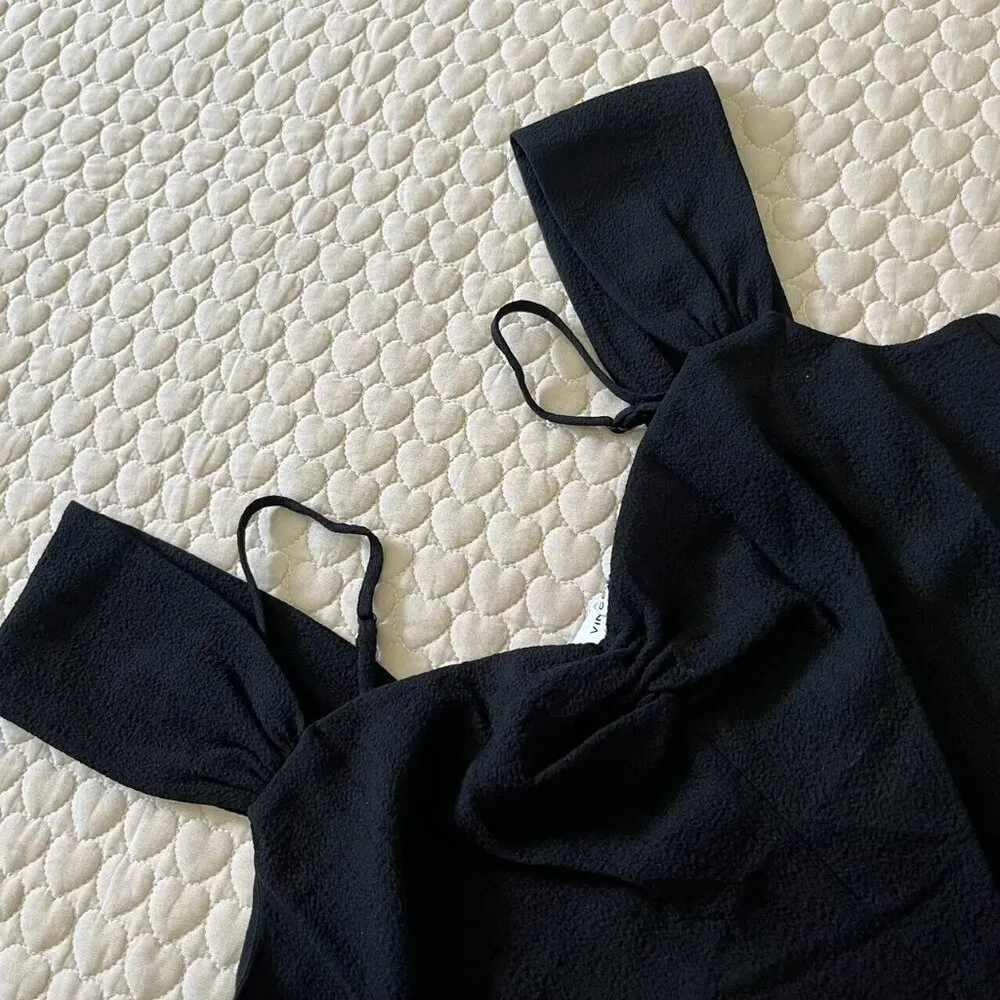 NWT VINCE Women's Black Ruched Sweetheart Neck Camisole Size 6 Sleeveless Top - Image 5