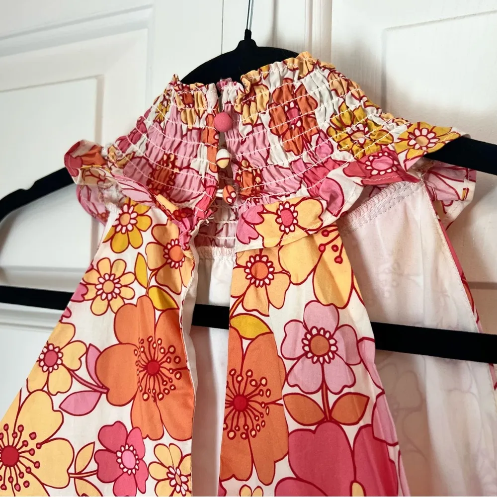 Alexia Admor Molly Mini Dress Pink Tiered Floral Spring 100% Cotton Size 2 - Image 12