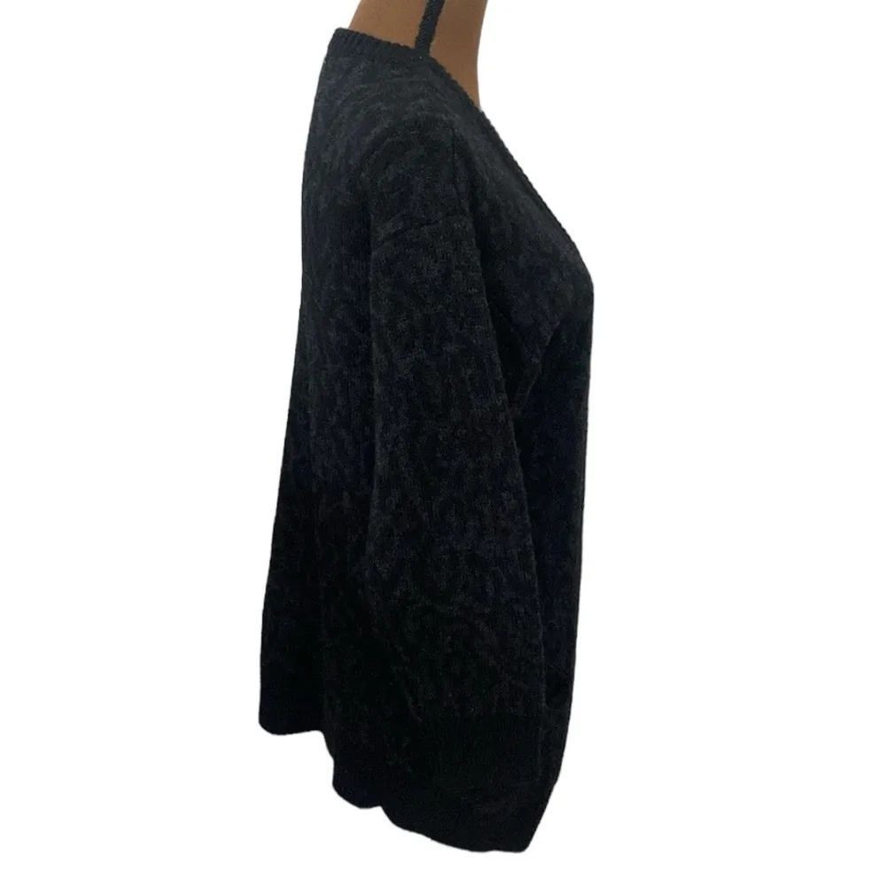 IRO Jasek leopard print longline alpaca wool blend cardigan charcoal black sz XS - Image 5