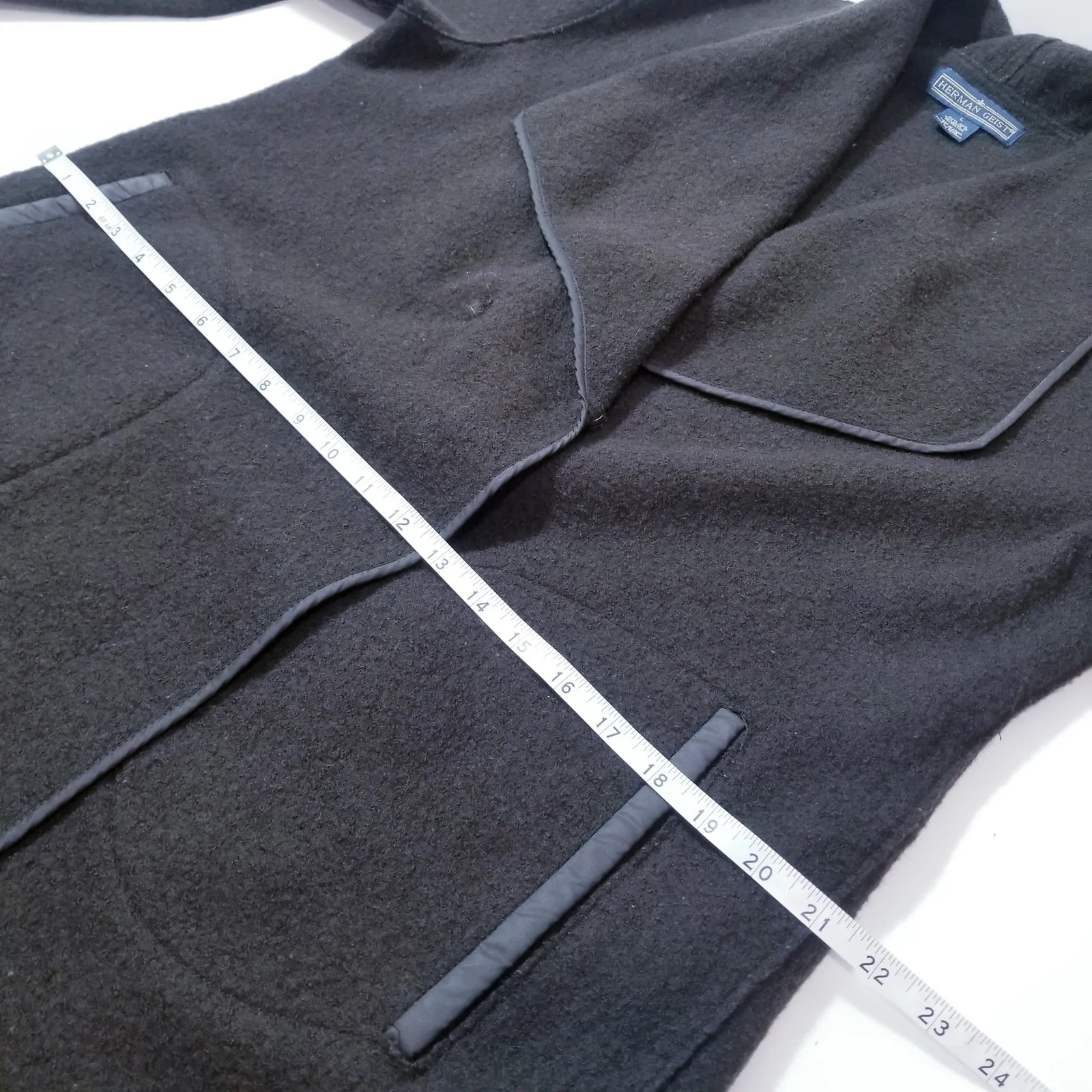 Vintage Herman Geist 100% Wool Brown Fleece Midi Jacket side Pockets - Image 7