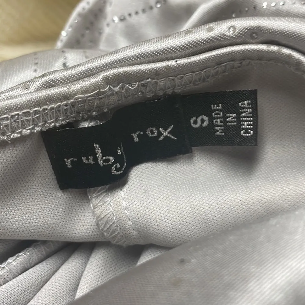 Vintage Y2K S Boho Glam‎ Dress Silver Slinky Drop Waist Fairy Goth Metallic - Image 6