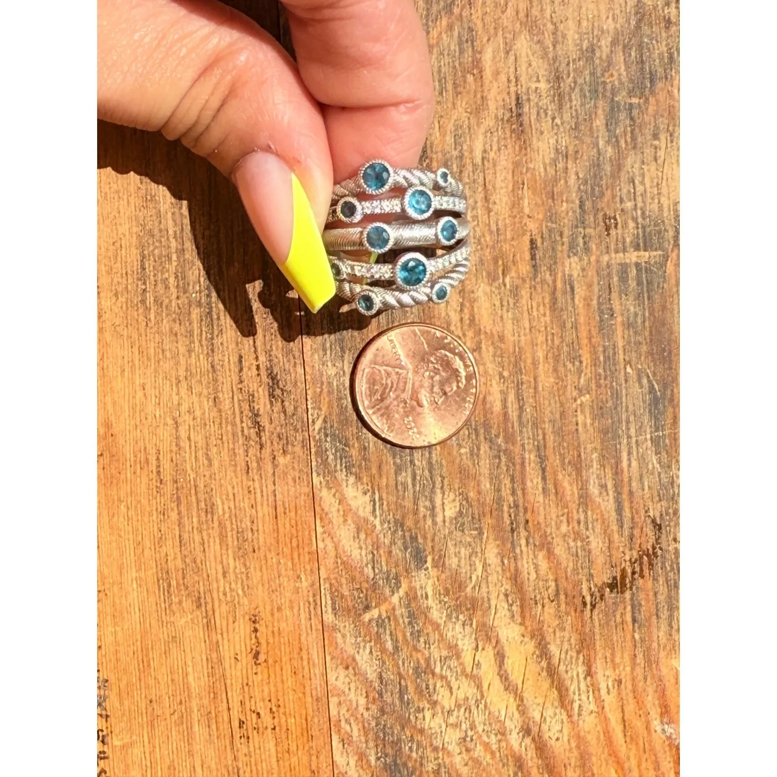 Judith Ripka Sterling Silver Blue Topaz Multi-Stone Statement Cocktail Ring - Image 6