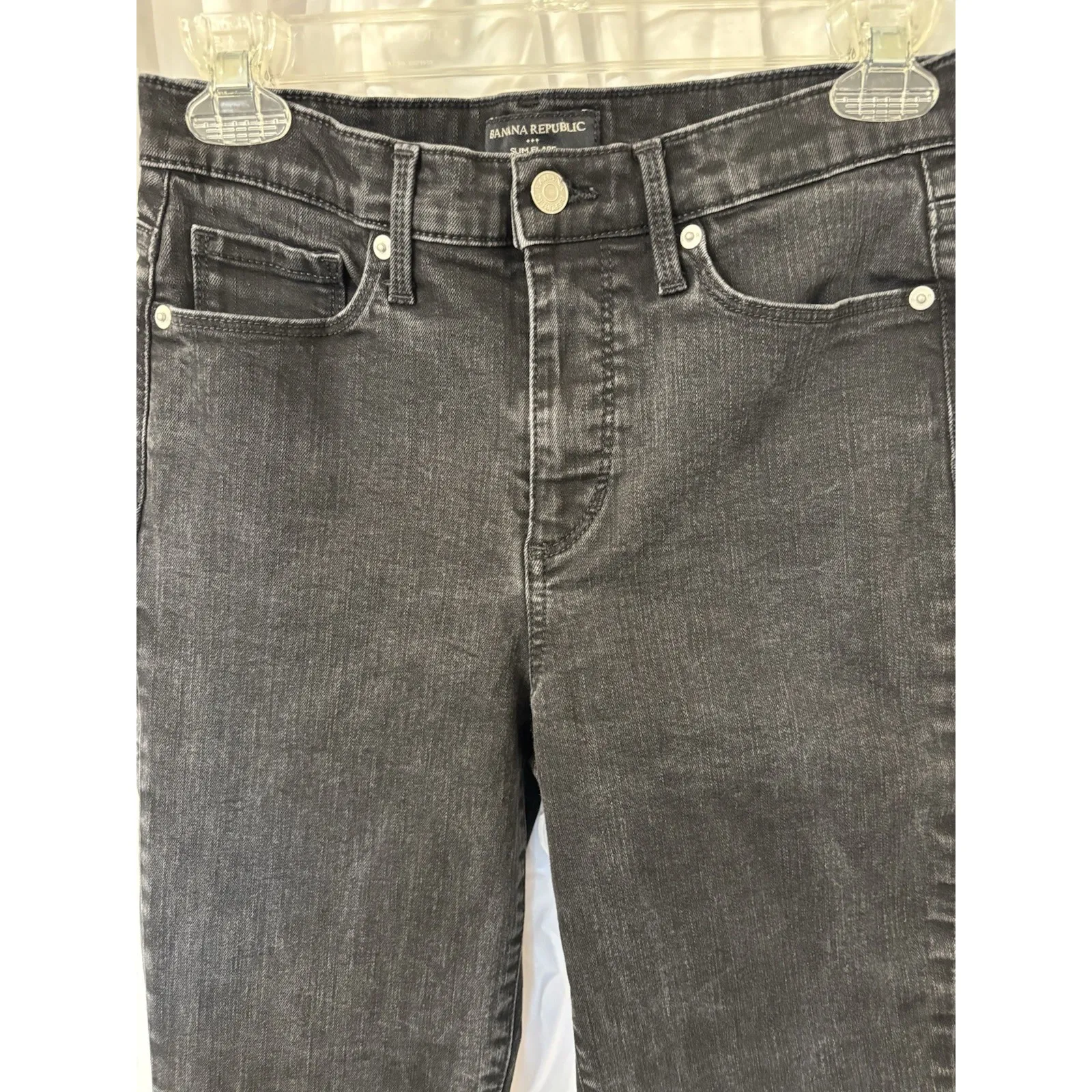 Banana Republic‎ Jeans Women Slim Flare High Rise Black size 26/2 - Image 4