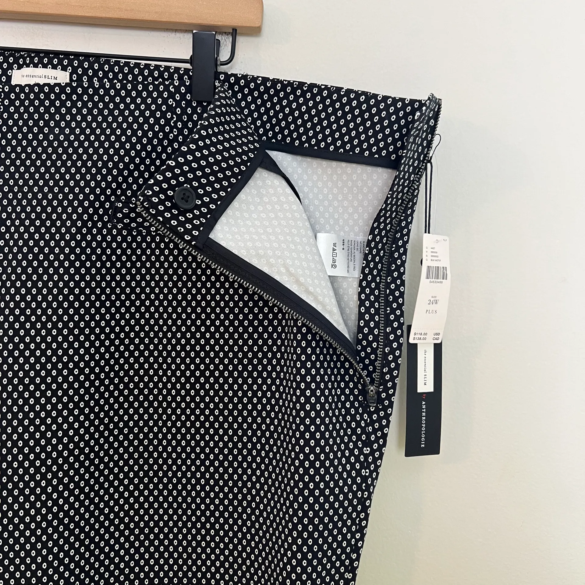 NWT - The Essential Slim Black Dot Motif Zip Trouser Slacks Pants - Image 8