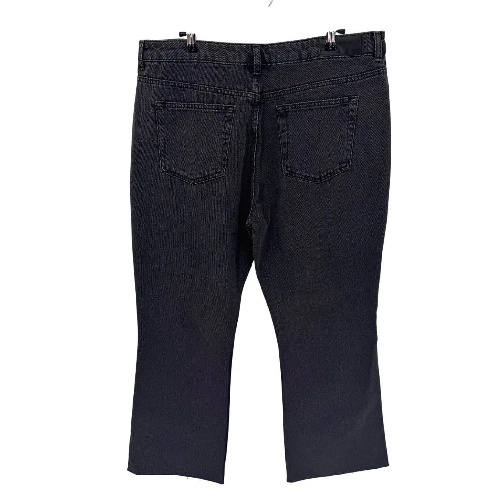 Topshop High Rise Straight Leg Plus Jeans Womens 16‎ Black Cotton Raw Hem NEW - Image 3