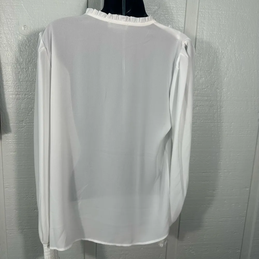 Calvin Klein Chiffon White Long Sleeve Blouse Size Small NWOT - Image 6