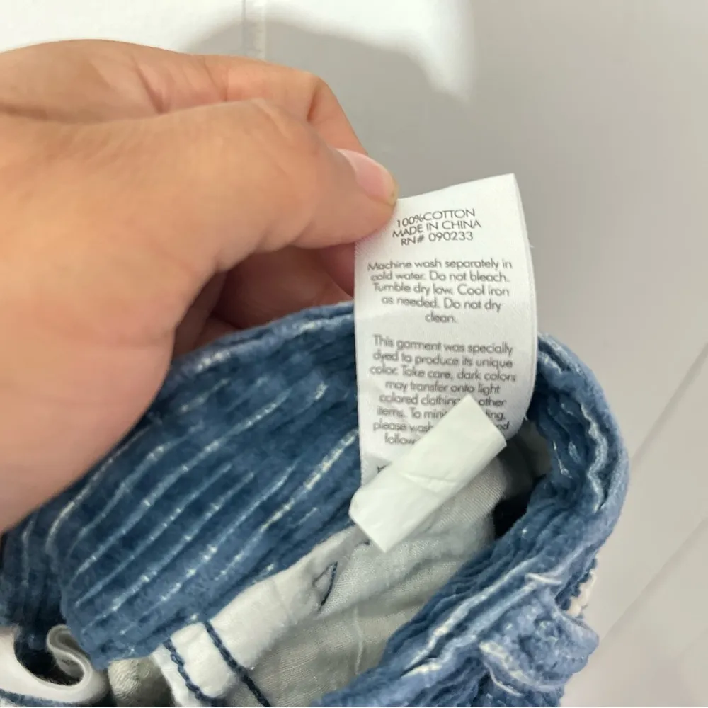 PacSun BF 90’s Carpenter Corduroy High Rise Blue Floral Print Jeans Size 23 - Image 11