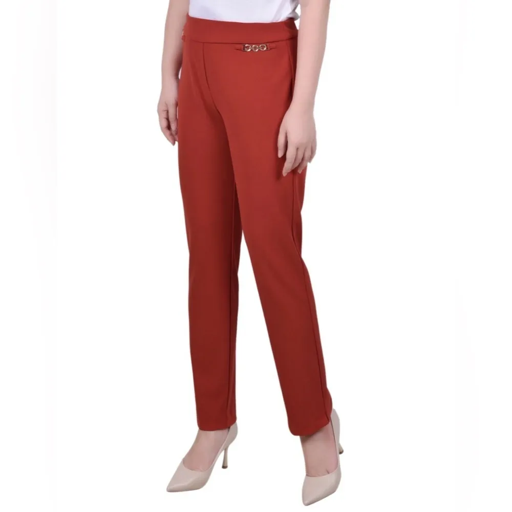 Ny Collection Rust Red Scuba Crepe Ankle Pants Pull On  Size XL Petite - Image 2