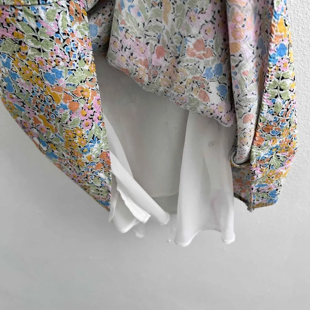 Zara Floral Ruffle Strap Sweetheart Neck mini Dress Small Colorful - Image 12