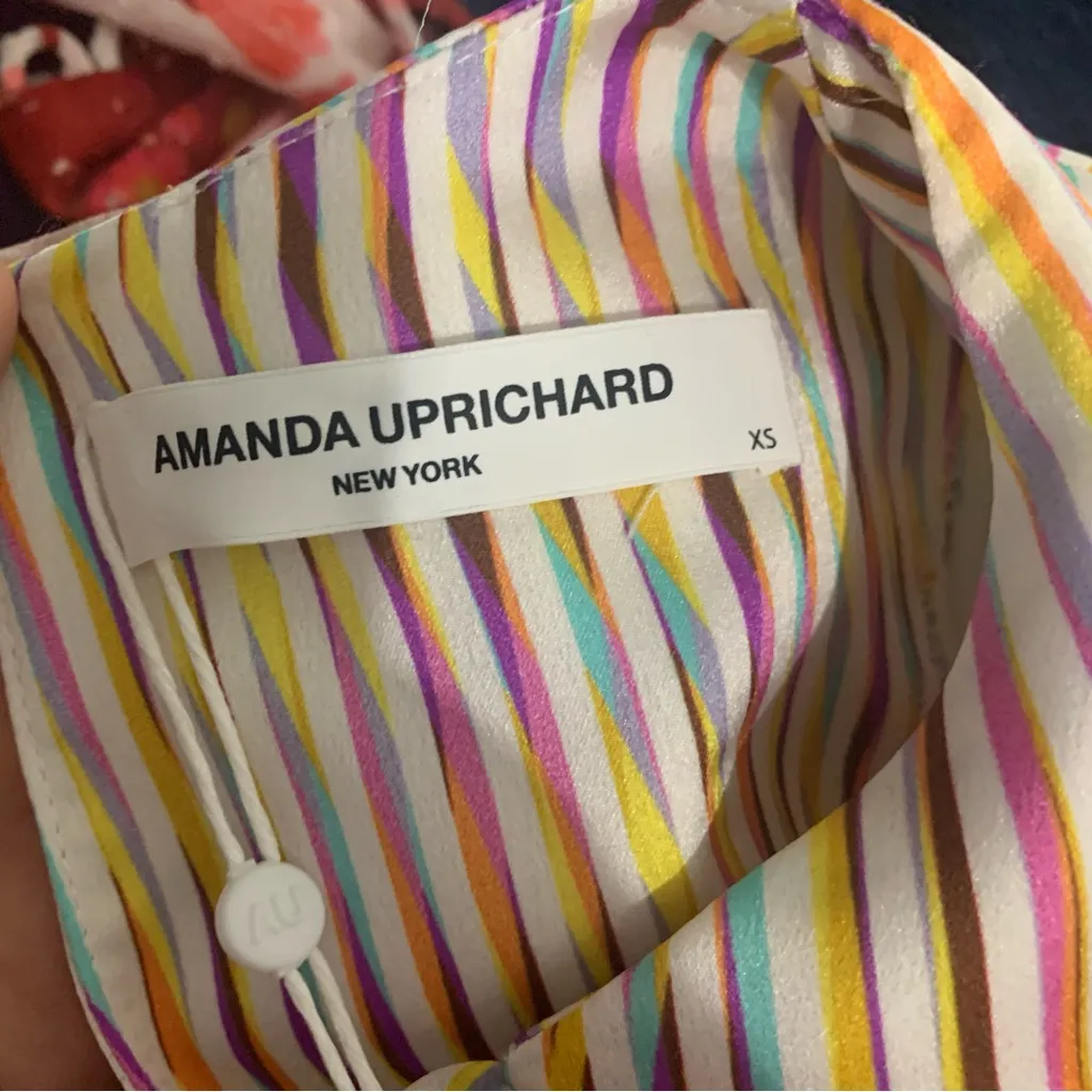 Amanda Uprichard size XS fame optic print mini shift dress puff metallic rainbow - Image 4