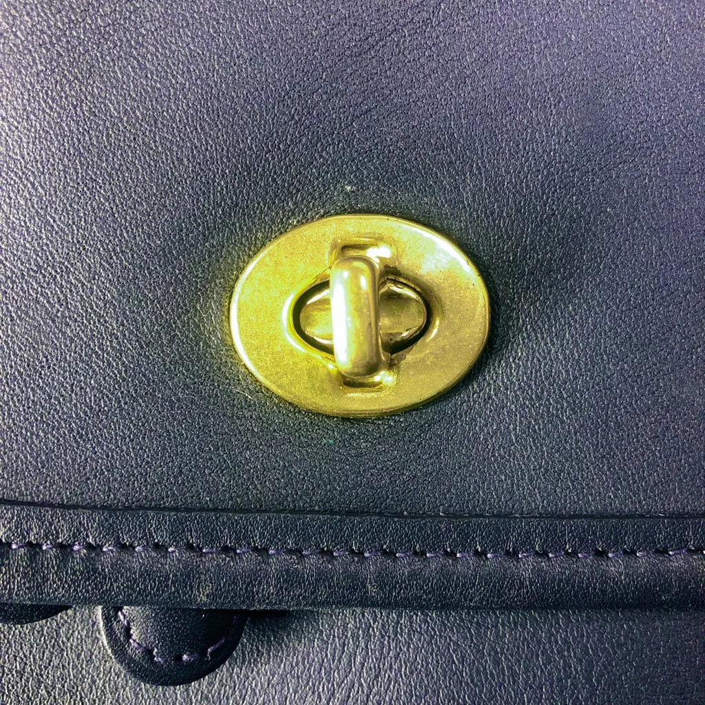 COACH Navy Blue Glove Tanned Leather Daypack Backpack Drawstring Turn-Lock 9791 - Image 10