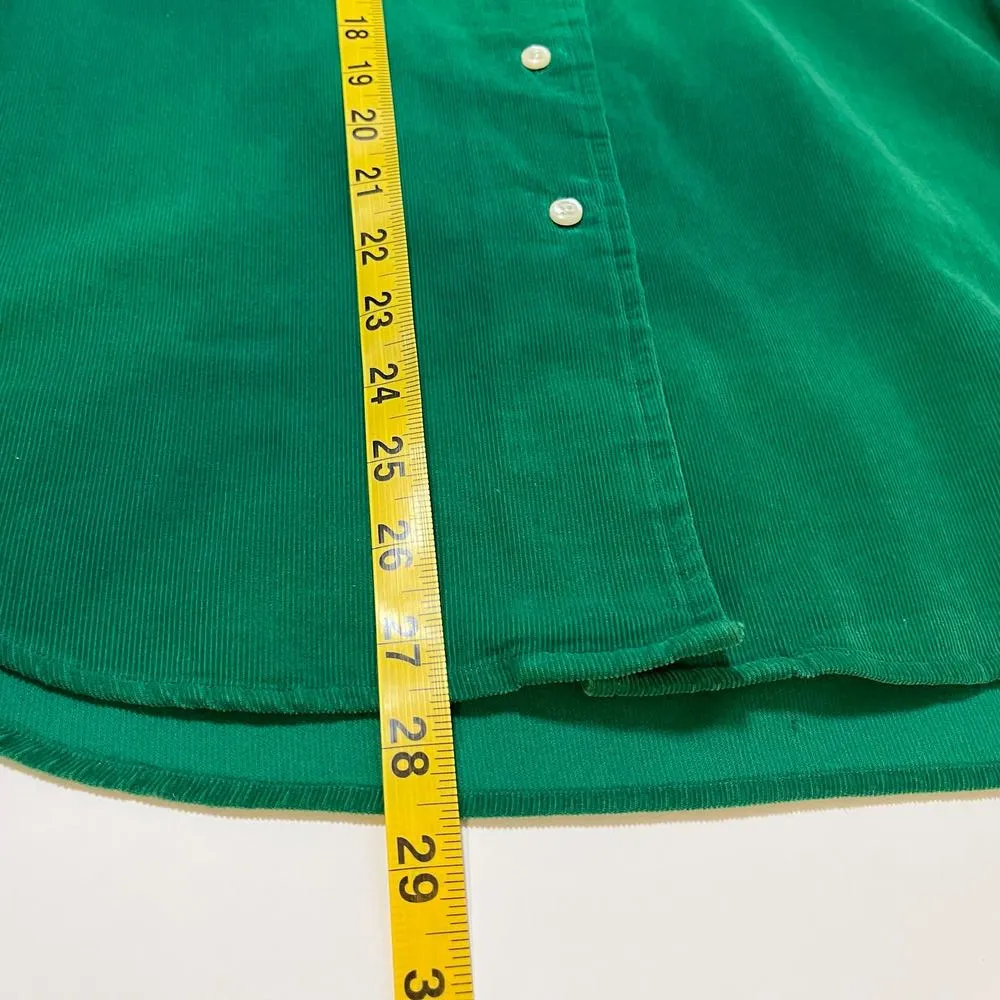 Vintage Tommy Hilfiger Corduroy Button‎ Up Shirt Kelly Green Size 4 Long Sleeves - Image 7