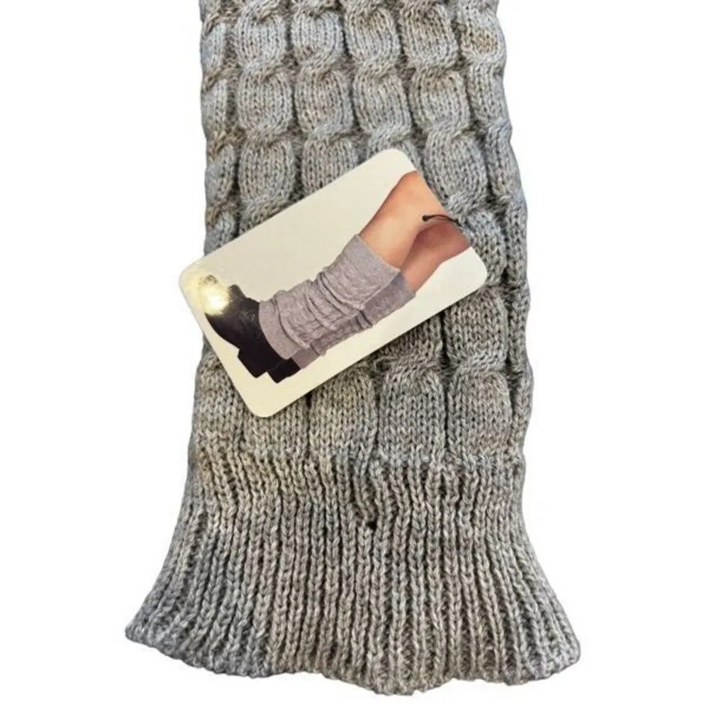 Boots Socks Knitted Crochet Fashion Leg Knee High socks Gray - Image 5