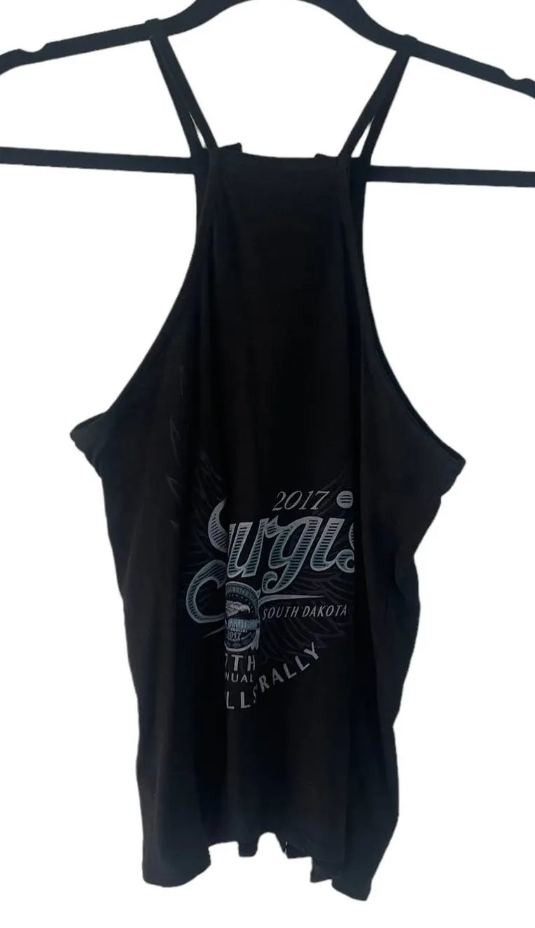 Miami Style Women's Size Medium Sturgis 2017 South Dakota Black Lace Up Top - Image 1