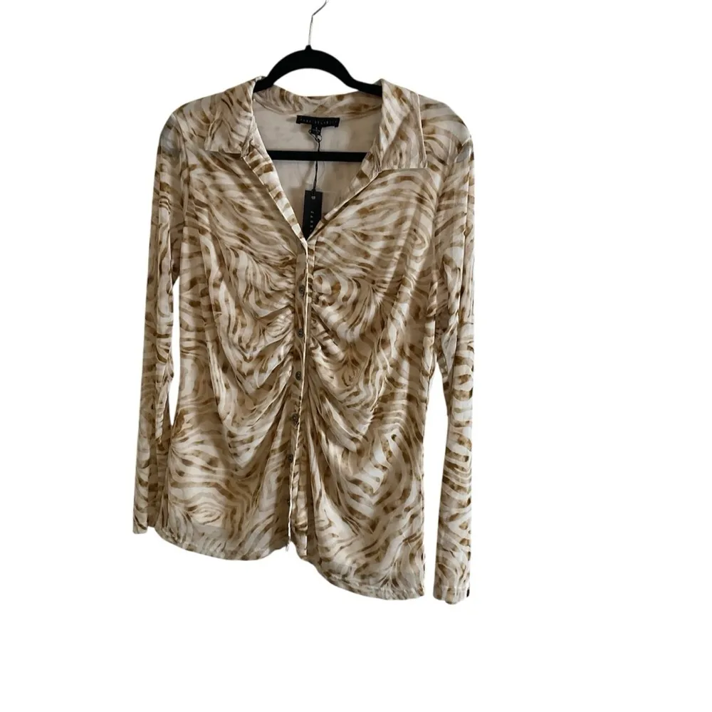 Jane+Delancey Elegant Cream and Brown Women's Top size large - Image 2