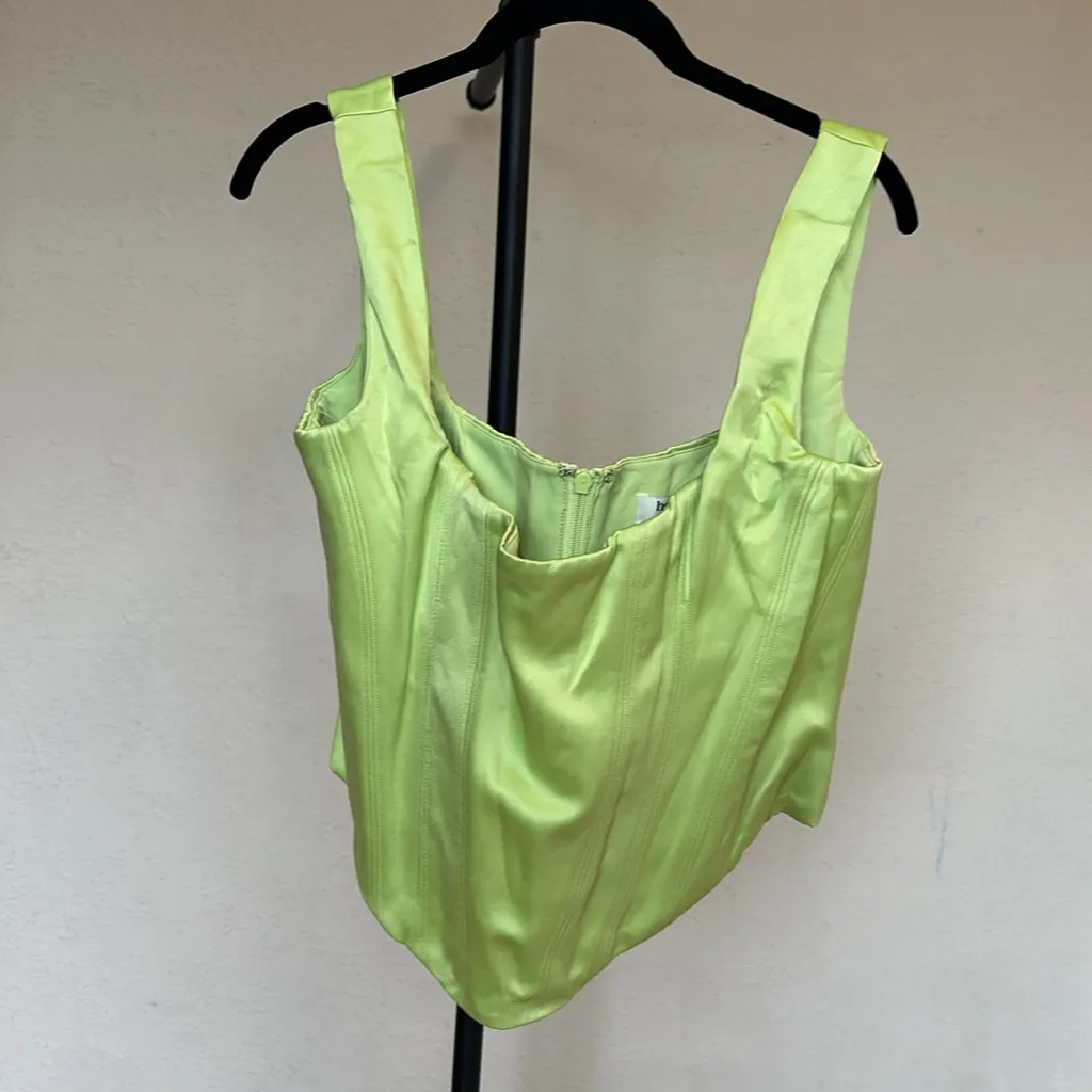 HOUSE OF CB 'Rafa' Lime Satin Longline Corset NWOT size‎ XL - Image 4