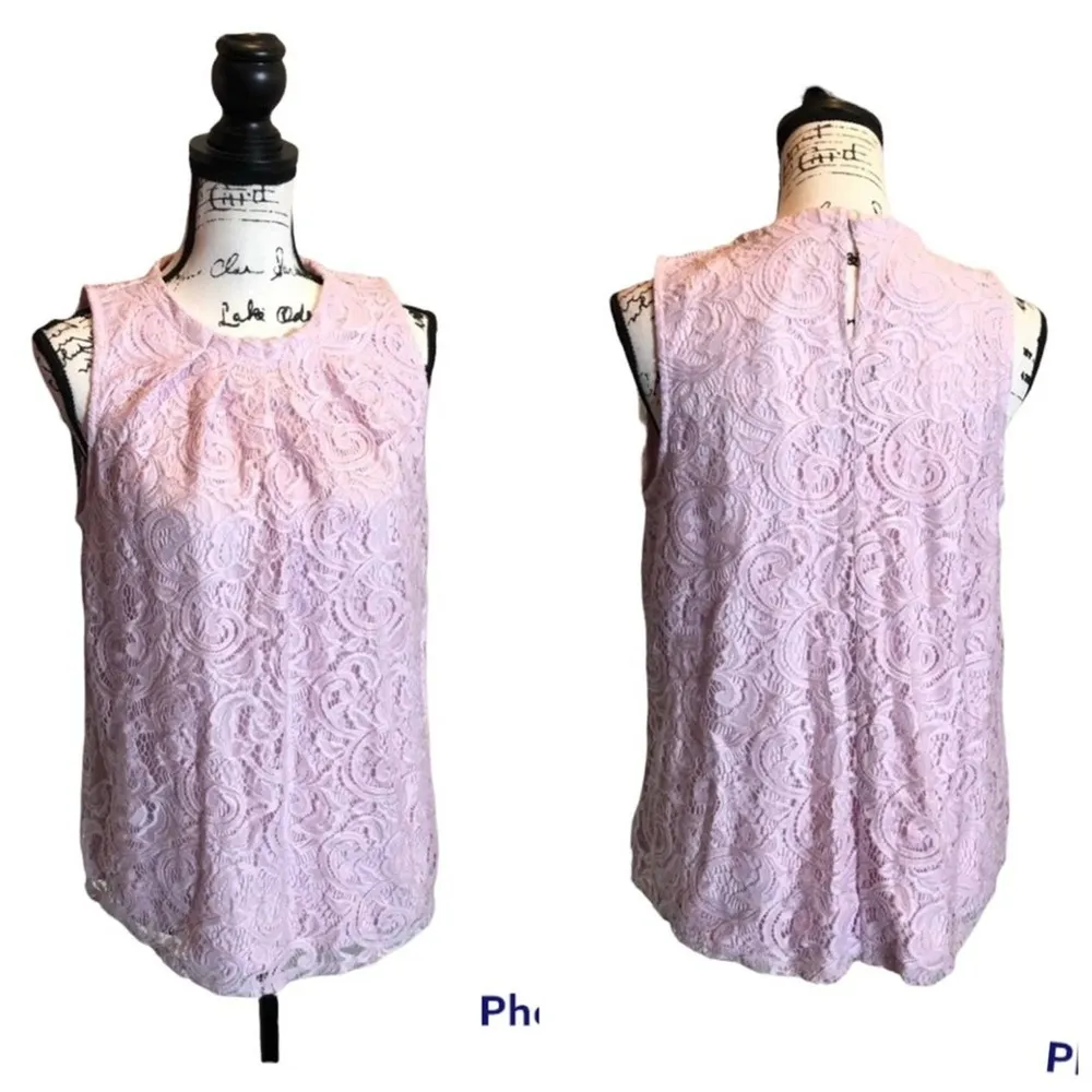 Adrianna Papell Lace Knit Top Sleeveless Medium Nwt Lilac - Image 14