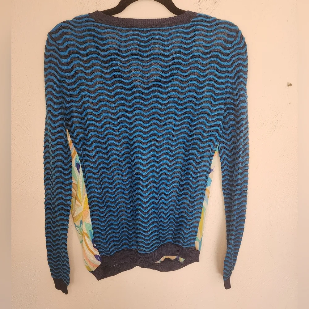 Missoni For Target Size M Blue Knit Pullover Sweater Chevron Stripe Sleeves Size M - Image 3