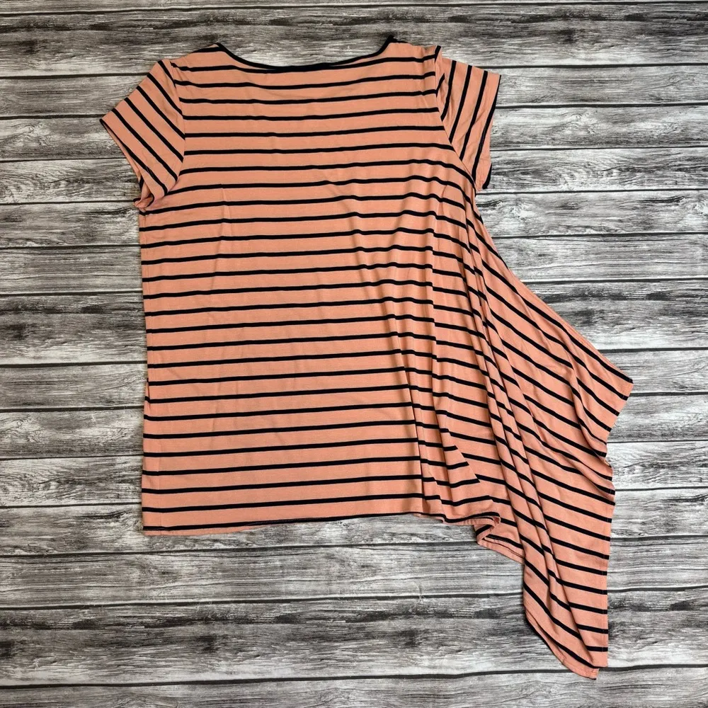 The Limited Women's Asymmetrical Hem Stripe T Tee Shirt Peach Black L LG Large - Image 13