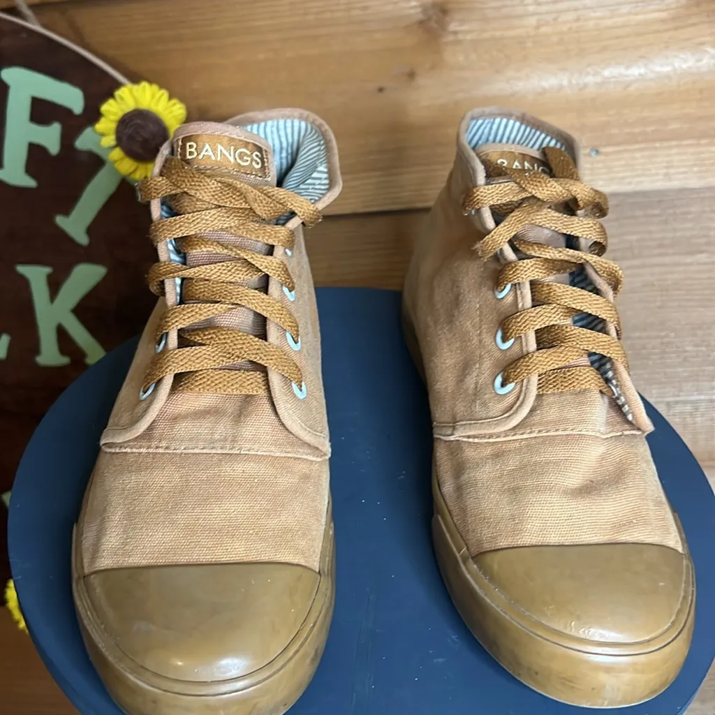 Bangs Sahara High Top Desert Canvas Lace Shoe Unisex Men 6.5 Women 8 Tan Clay Brown - Image 8