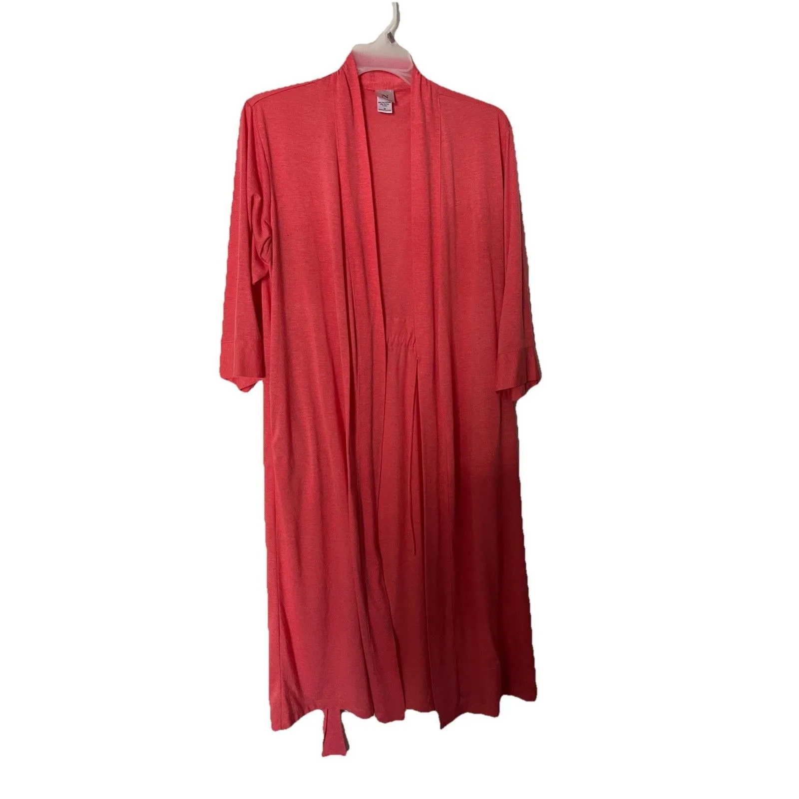 Natori Robe Woman M Coral Belted Tie Stretchy Knit Midi Length - Image 2