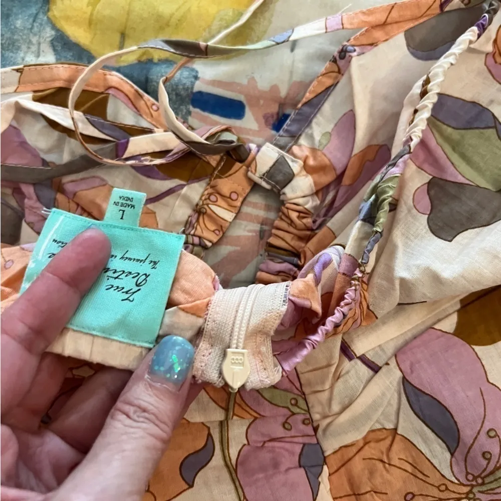 TRUE DESTINATIONS L Floral Peplum Romper in Beige Multi Saks Pink Size L - Image 14