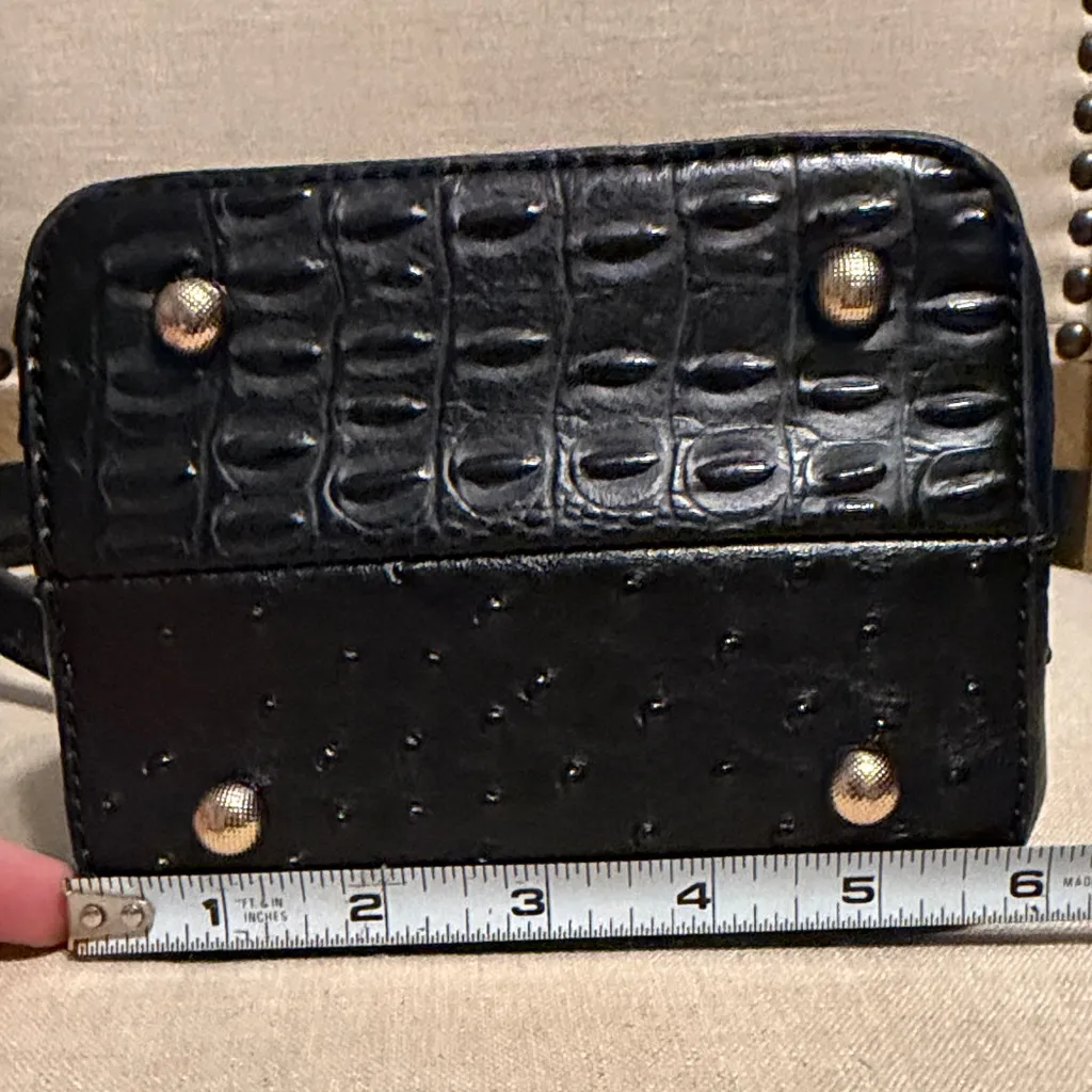 Isabelle Faux Ostrich Embossed Handbag Black - Image 3