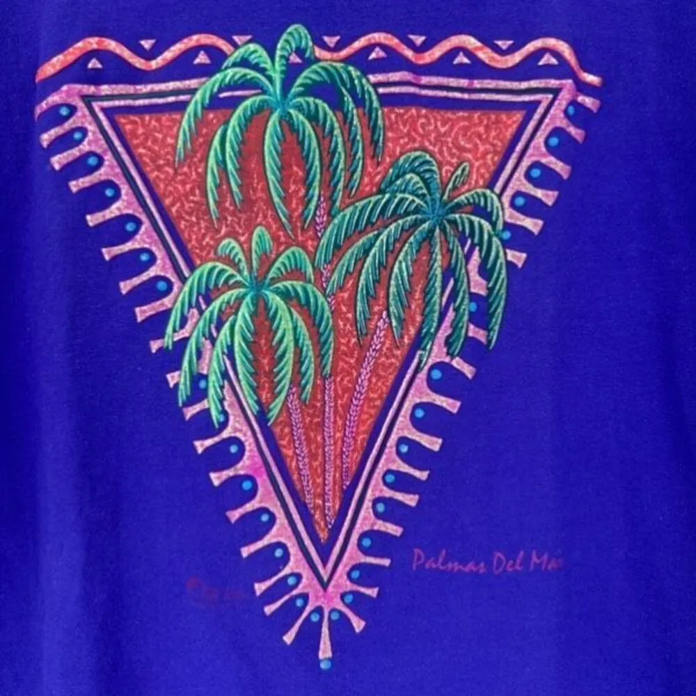 Vintage 90s Hanes Palmas Del Mar Puerto Rico Single Stitch Shirt Purple XL Unise - Image 2