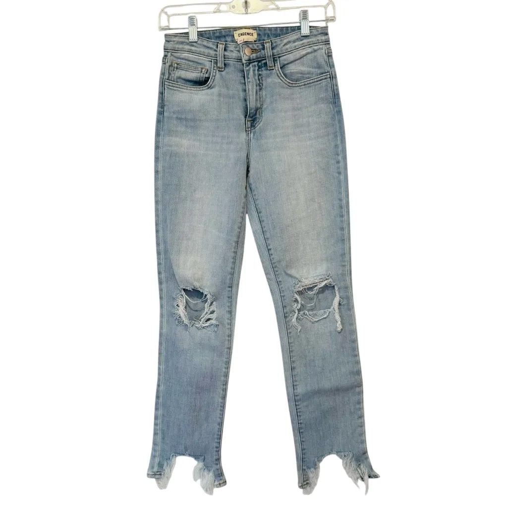 L'AGENCE High Line High Rise Skinny Jeans in Classic Brasie Distressed Size 25 - Image 4