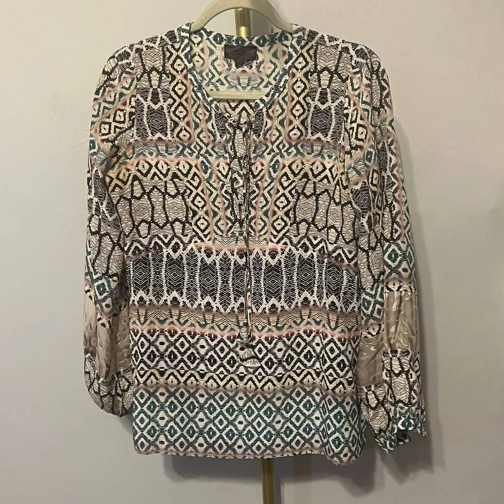 Hale Bob Silk Button Down Blouse Women's Sz. XS - Image 2