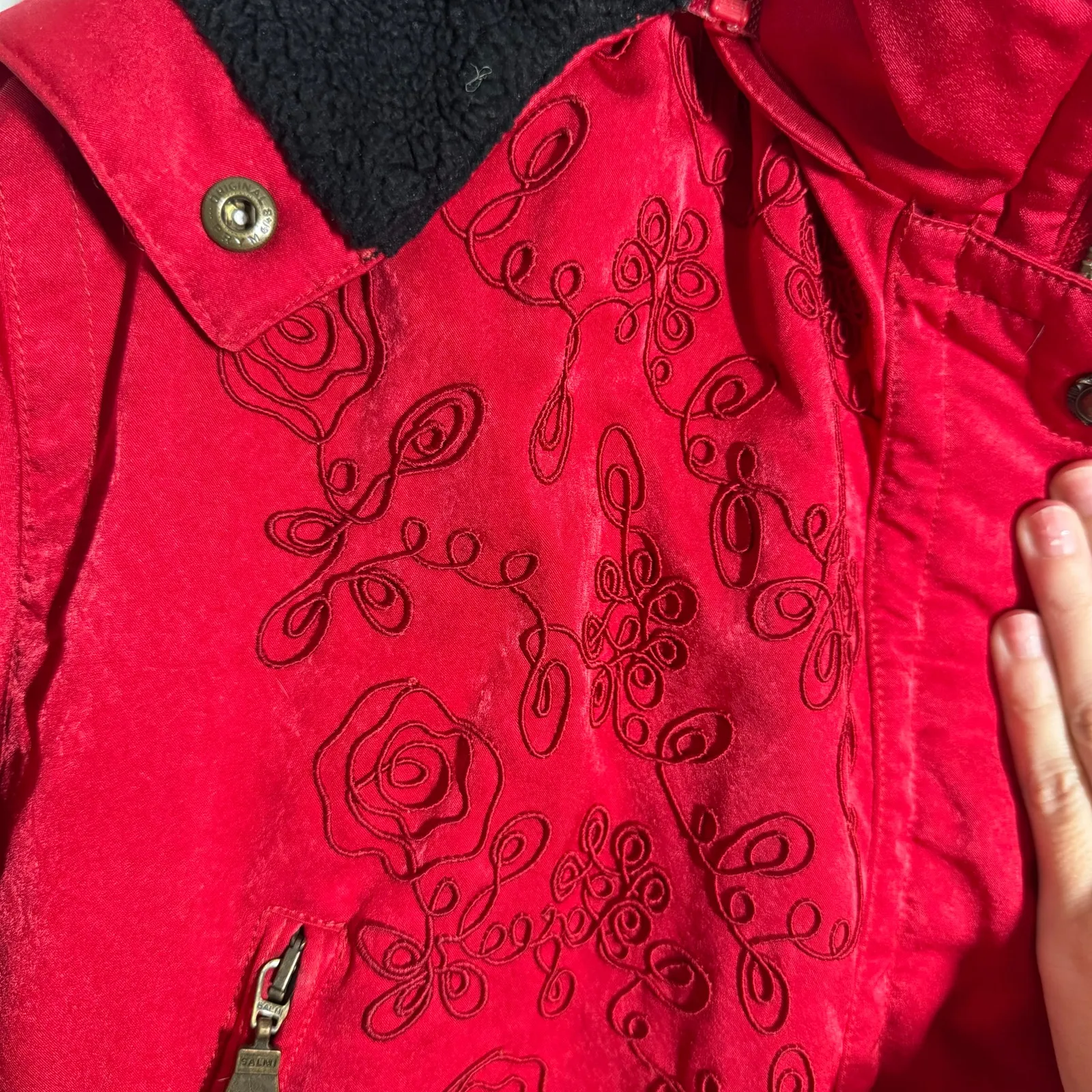 Kaelin Ski Jacket Women 10 Red Floral Embroidery Vintage Sport Outdoor Retro - Image 8