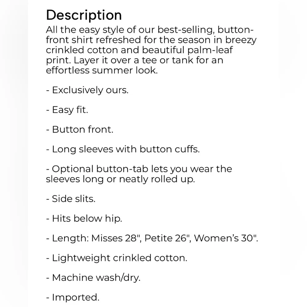 Appleseed’s Crinkle Collared Button Down Shirt Green Palm Print Women’s Small S - Image 9