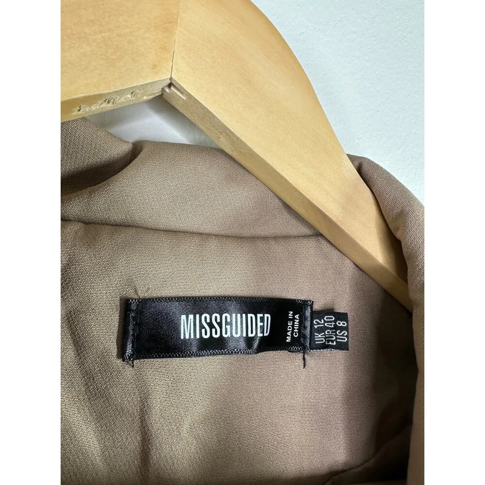 Missguided Womens Tan Blazer Jacket Size 8 Long Career Office Capsule Old Money - Image 5