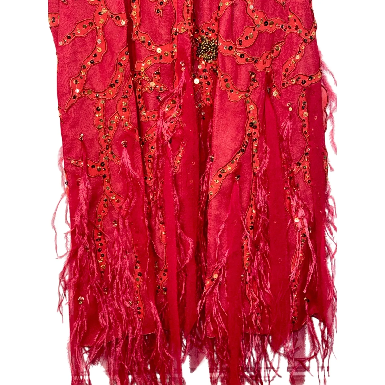 NWT Mandalay Red Silk Beaded Fringe Party Cocktail Mini Evening Dress Womens 8 - Image 9