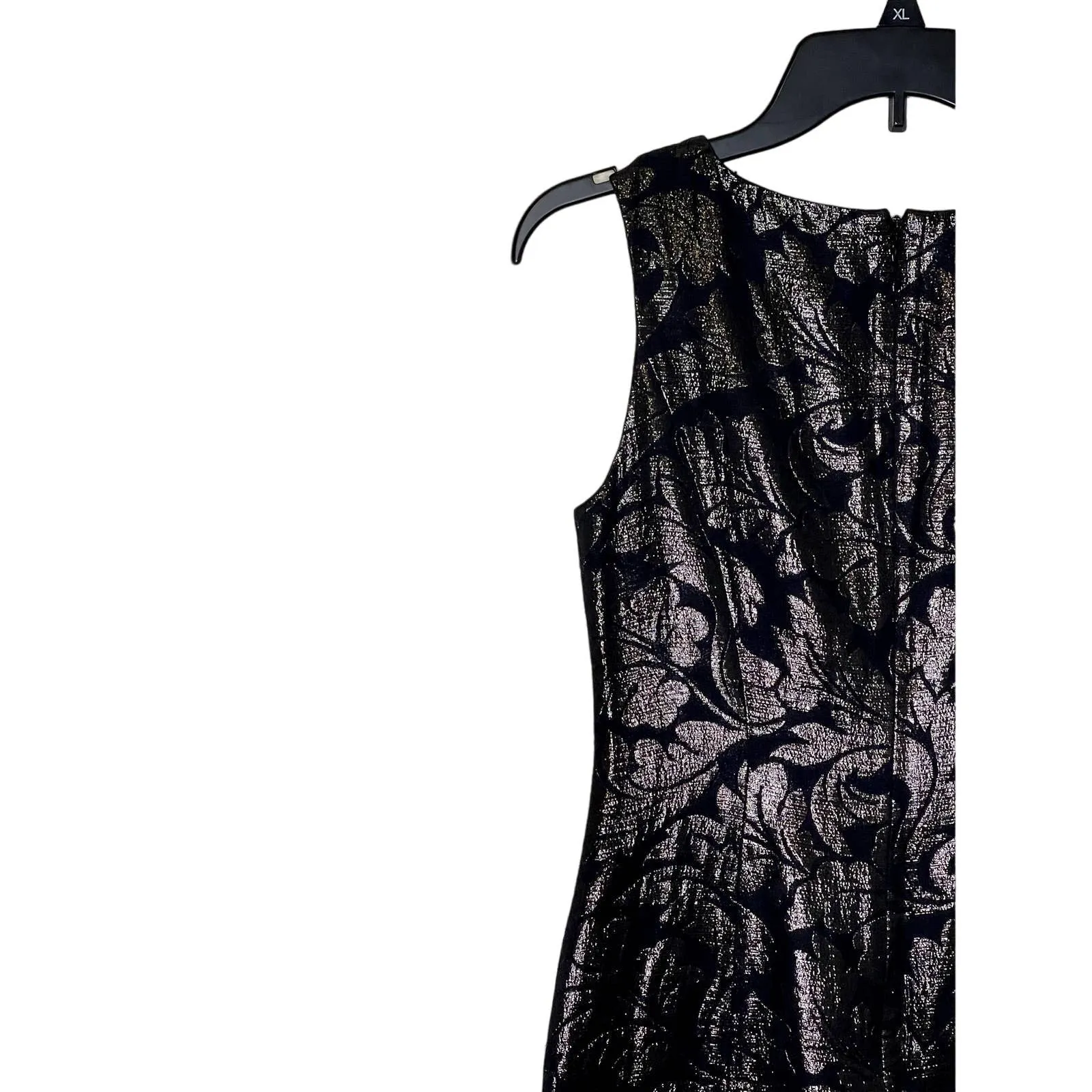 Tibi Women Sheath Dress Shiny‎ Metallic Jaqcuard Sleeveless Back Zip Black Sz. 2 - Image 9
